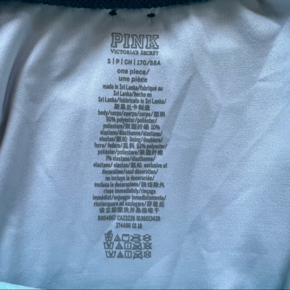 Pink Victoria’s Secret Two toned blue Velvet cutout one piece swim suit size S - Picture 13 of 13